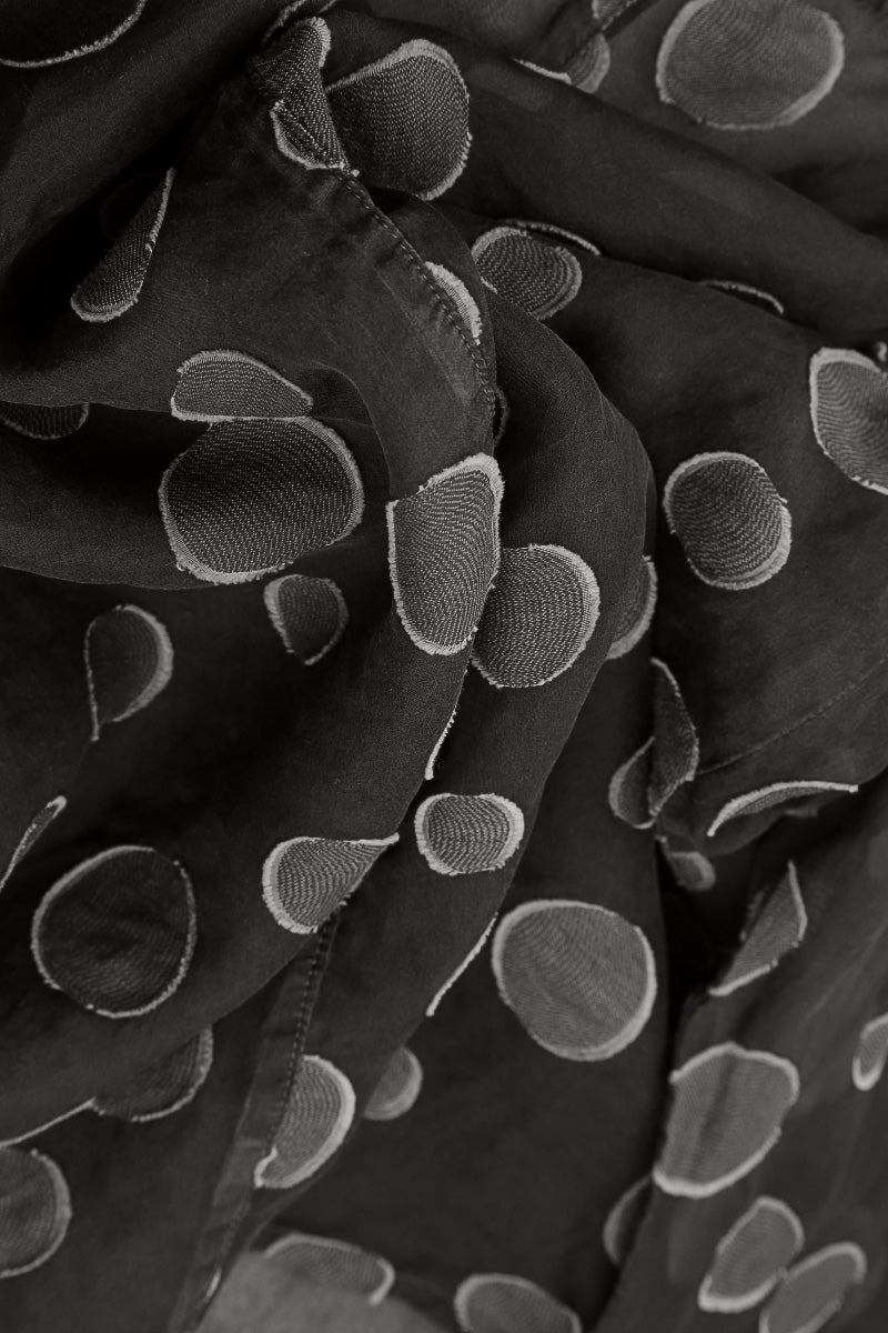 Draped Waist Grey Silver Bubbles Silk Dress 6