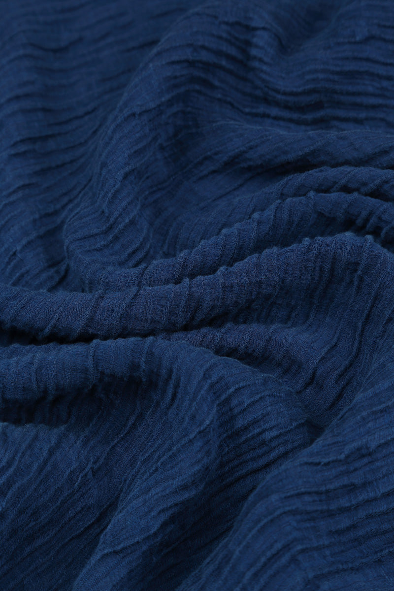 Dropped Edge Crinkled Sapphire Silk Jacket 5