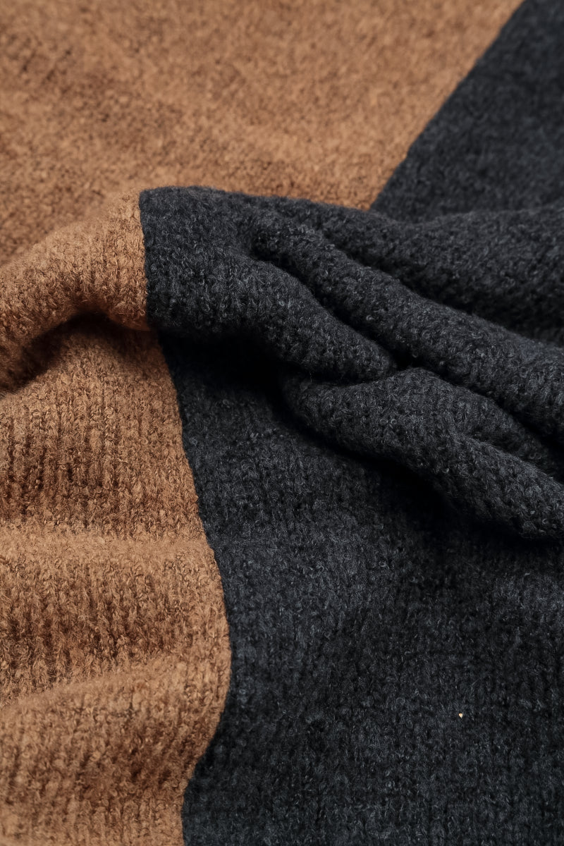 Dual Dark Grey & Caramel Wool Scarf 4