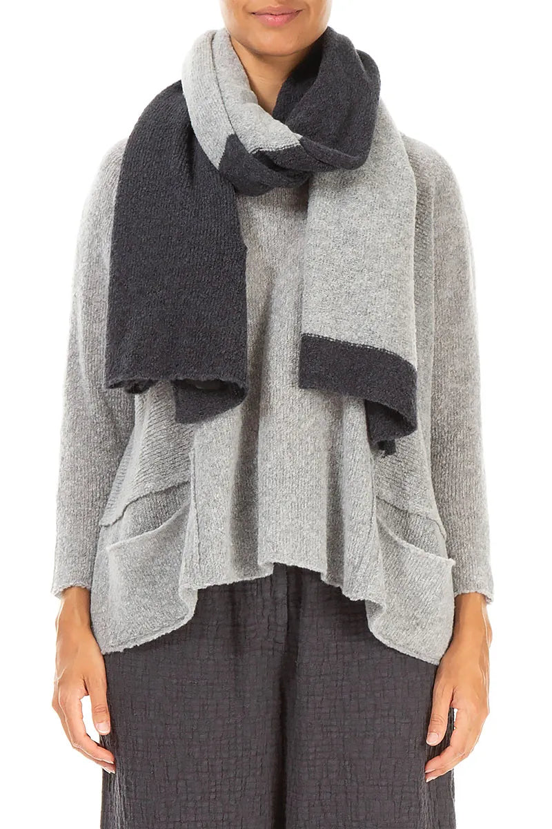 Dual Dark Grey & Light Grey Wool Scarf 1