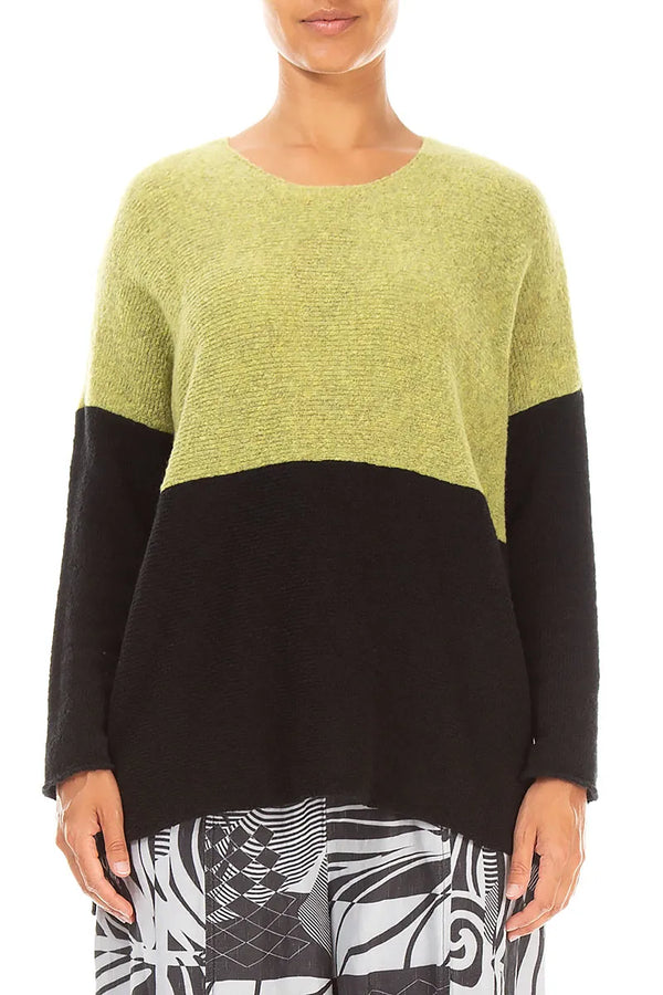 Dual Golden Lime & Black Wool Sweater
