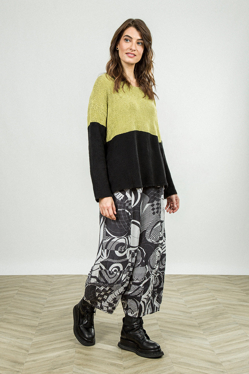 Dual Golden Lime & Black Wool Sweater