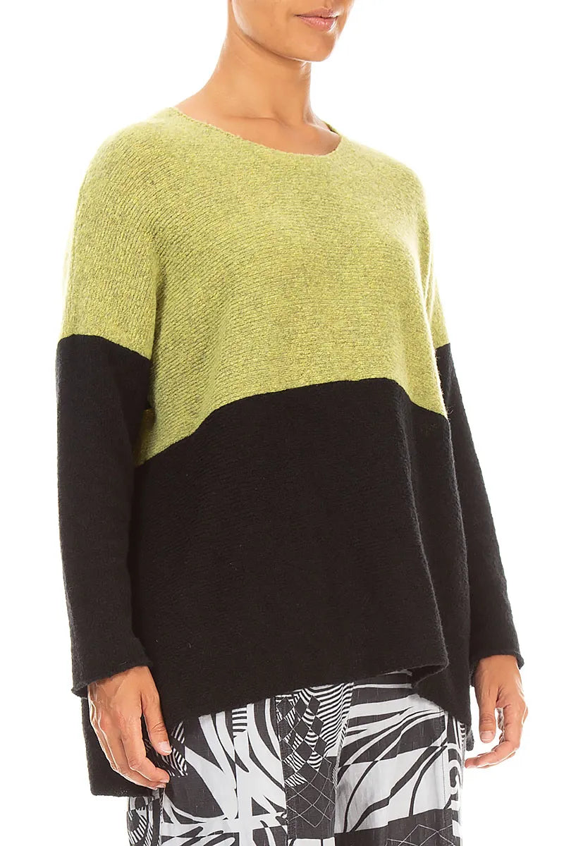 Dual Golden Lime & Black Wool Sweater