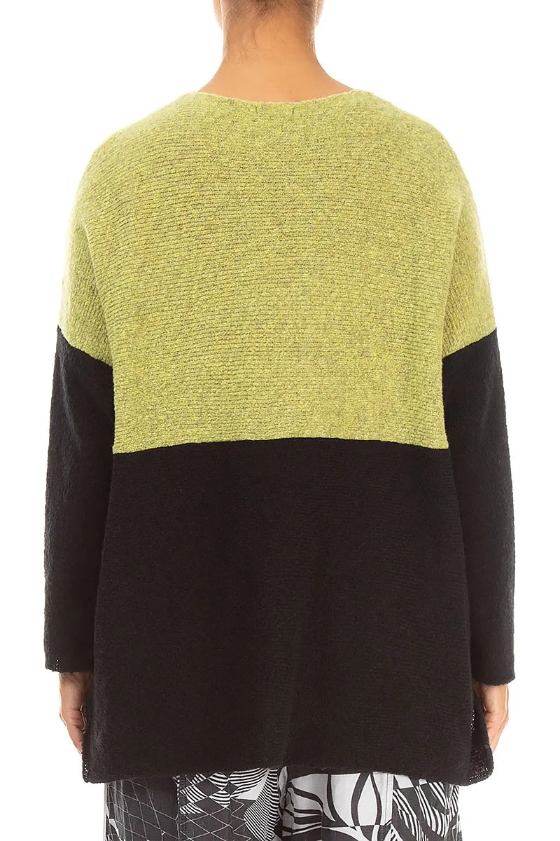 Dual Golden Lime & Black Wool Sweater
