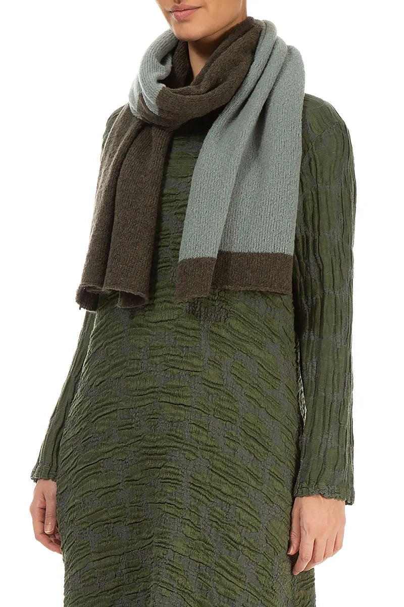 Dual Khaki & Pistachio Wool Scarf 3
