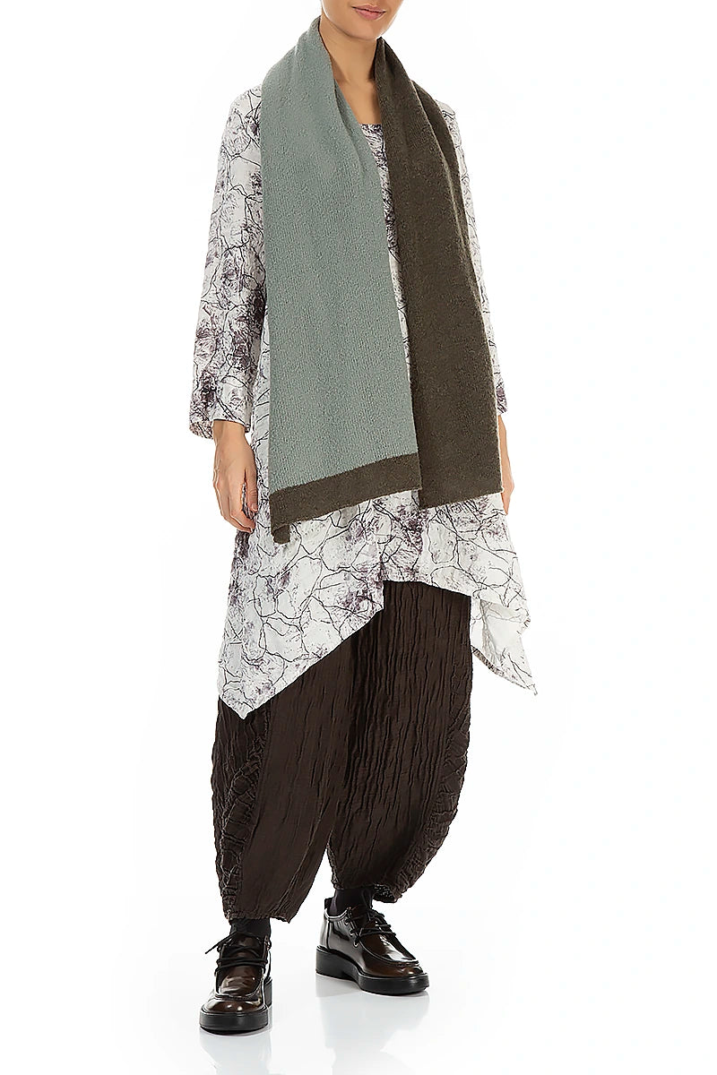 Dual Khaki & Pistachio Wool Scarf 4