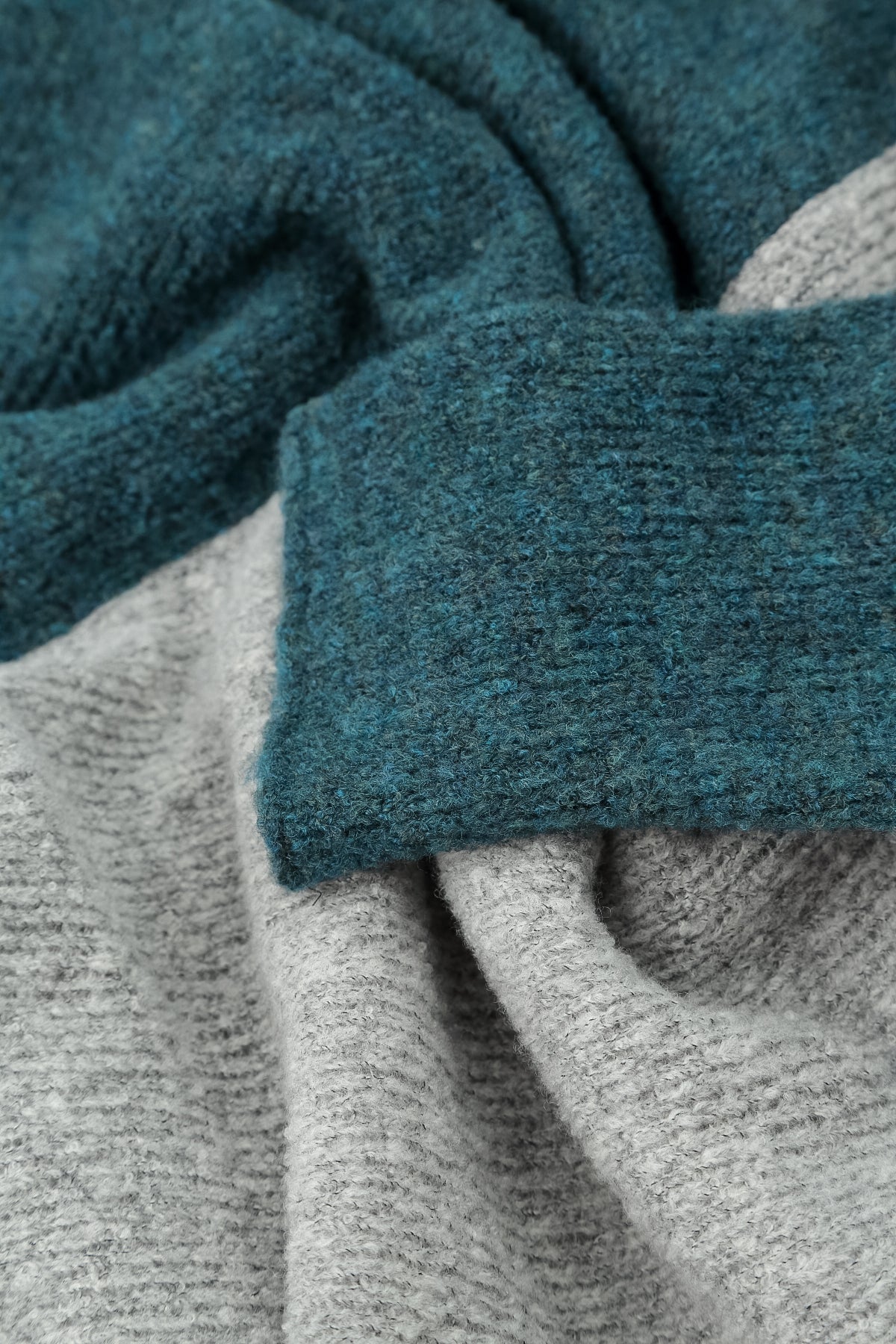Dual Light Grey & Teal Wool Sweater