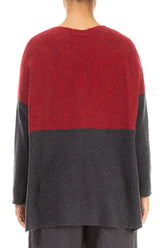 Dual Ruby Red & Dark Grey Wool Sweater 2