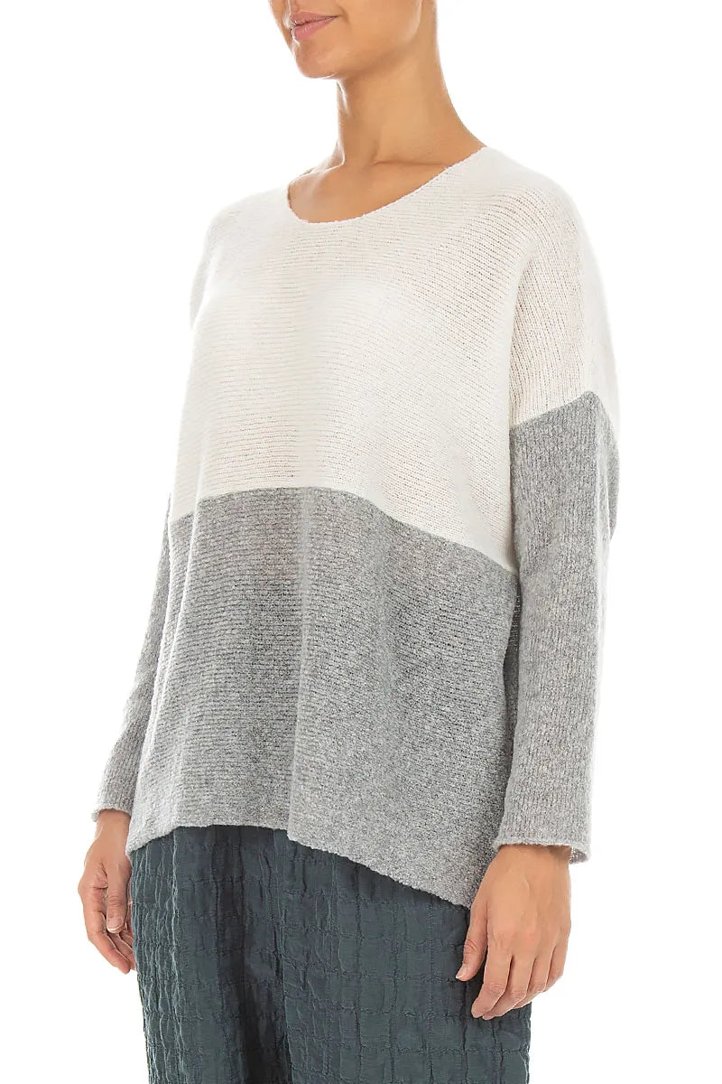 Dual White & Light Grey Wool Sweater