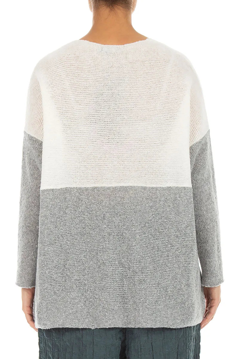 Dual White & Light Grey Wool Sweater