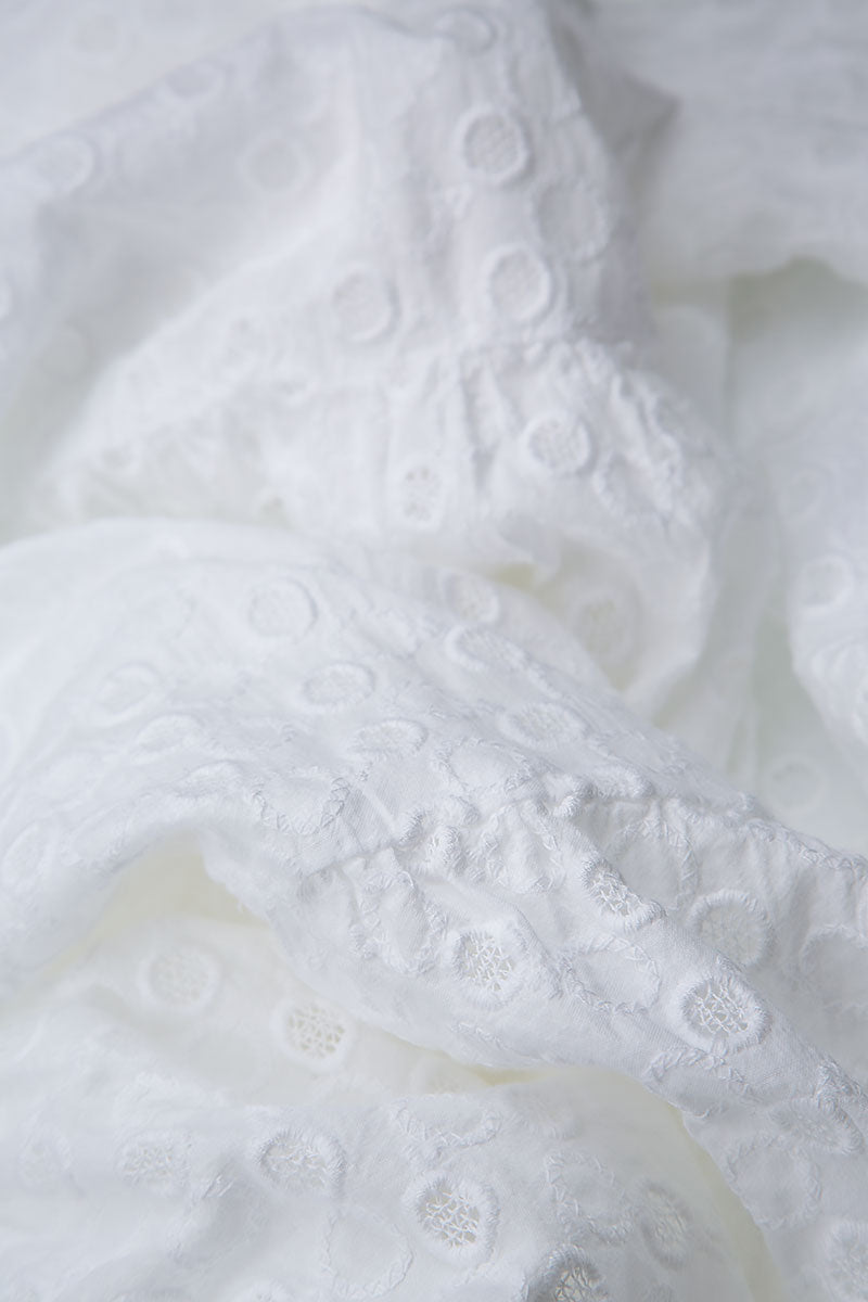 Embroidered White Cotton Wristlets 4