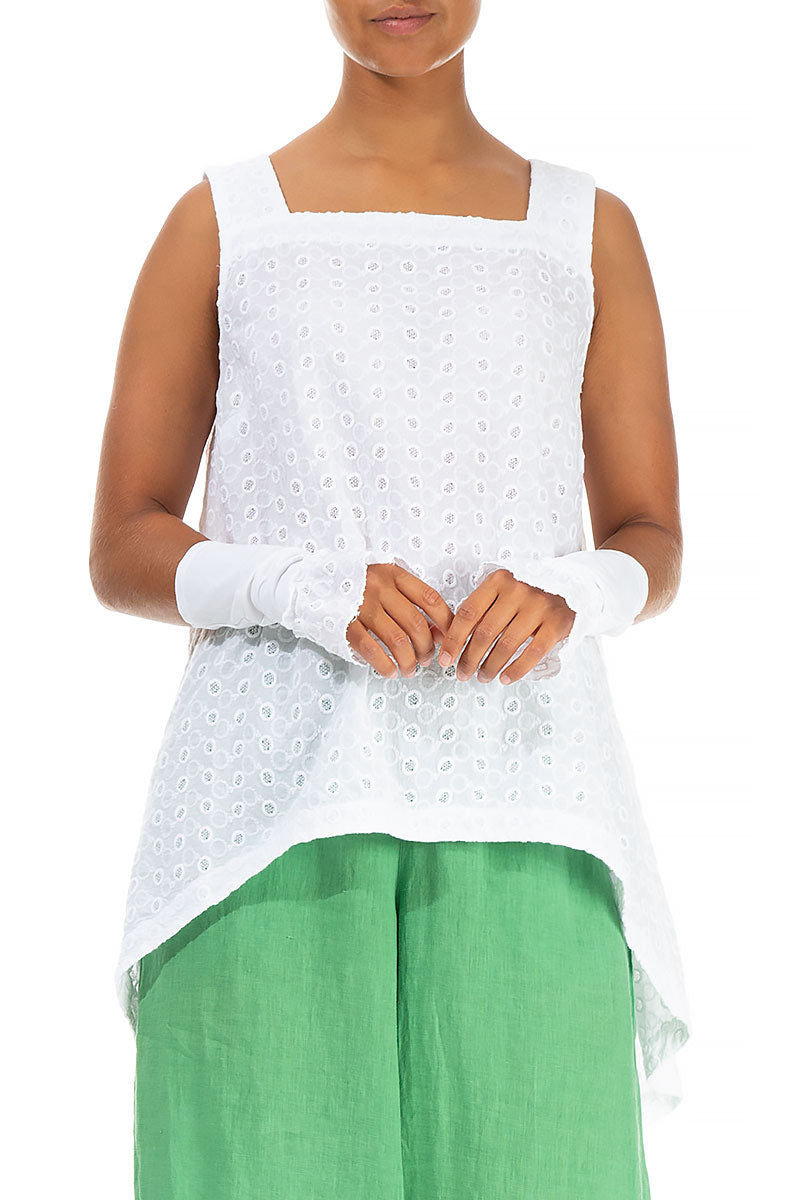 Embroidered White Cotton Wristlets 1