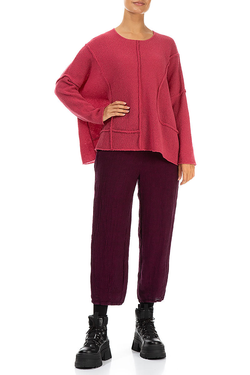 Wollpullover mit sichtbaren Nähten in Pink Punch