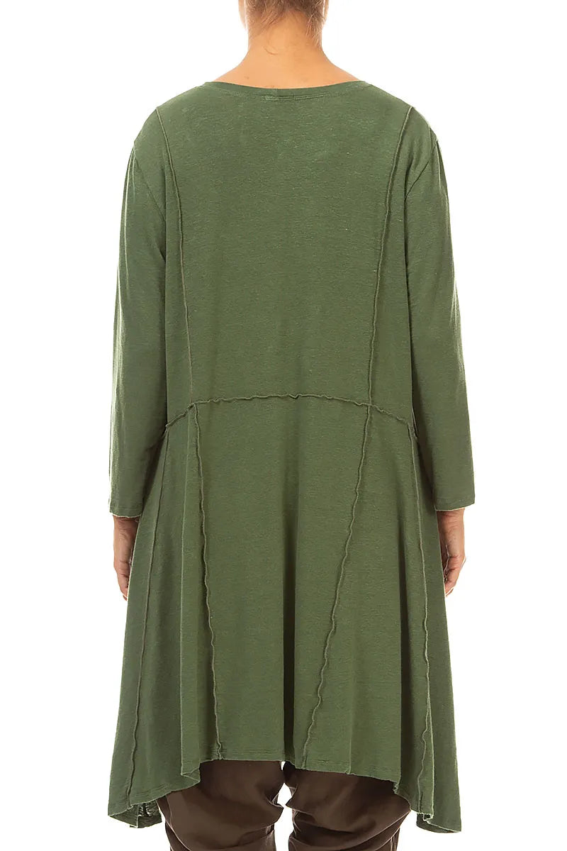 Exposed Seam Shamrock Green Soft Linen Tunic