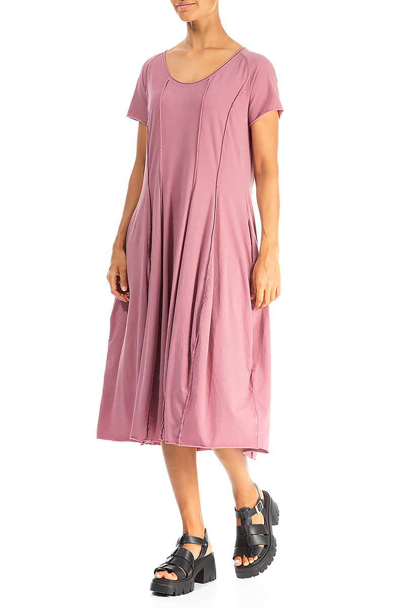 Exposed Seams Mauve Taupe Cotton Dress 3