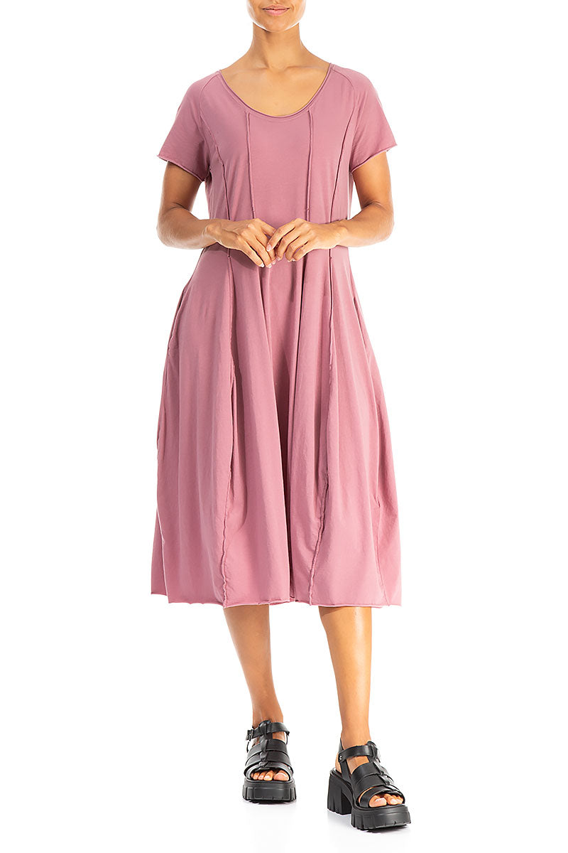 Exposed Seams Mauve Taupe Cotton Dress 4