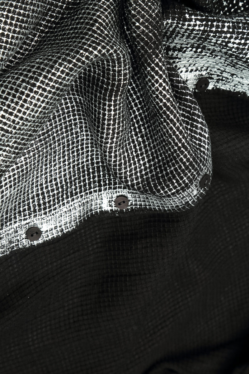 Buttoned Silver Metallic Black Mesh Silk Tunic Vest 6