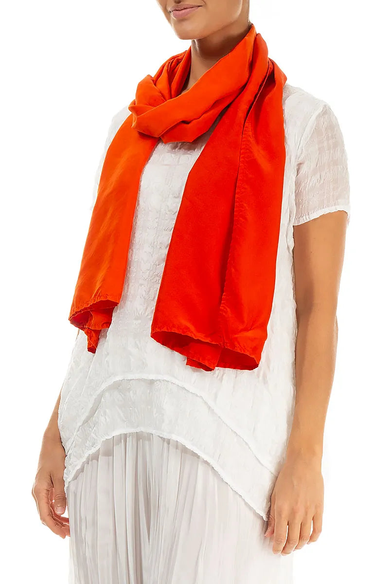 Flame Orange Pure Silk Scarf 3