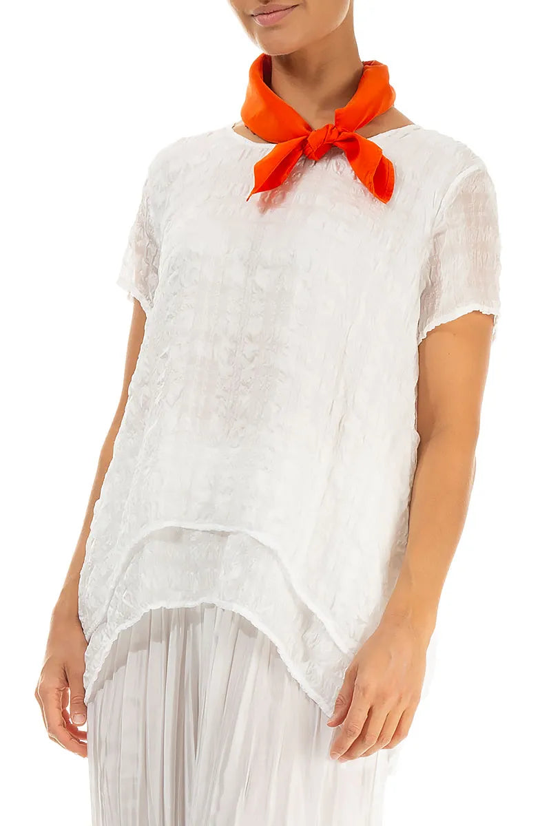 Flame Orange Pure Silk Square Scarf 4