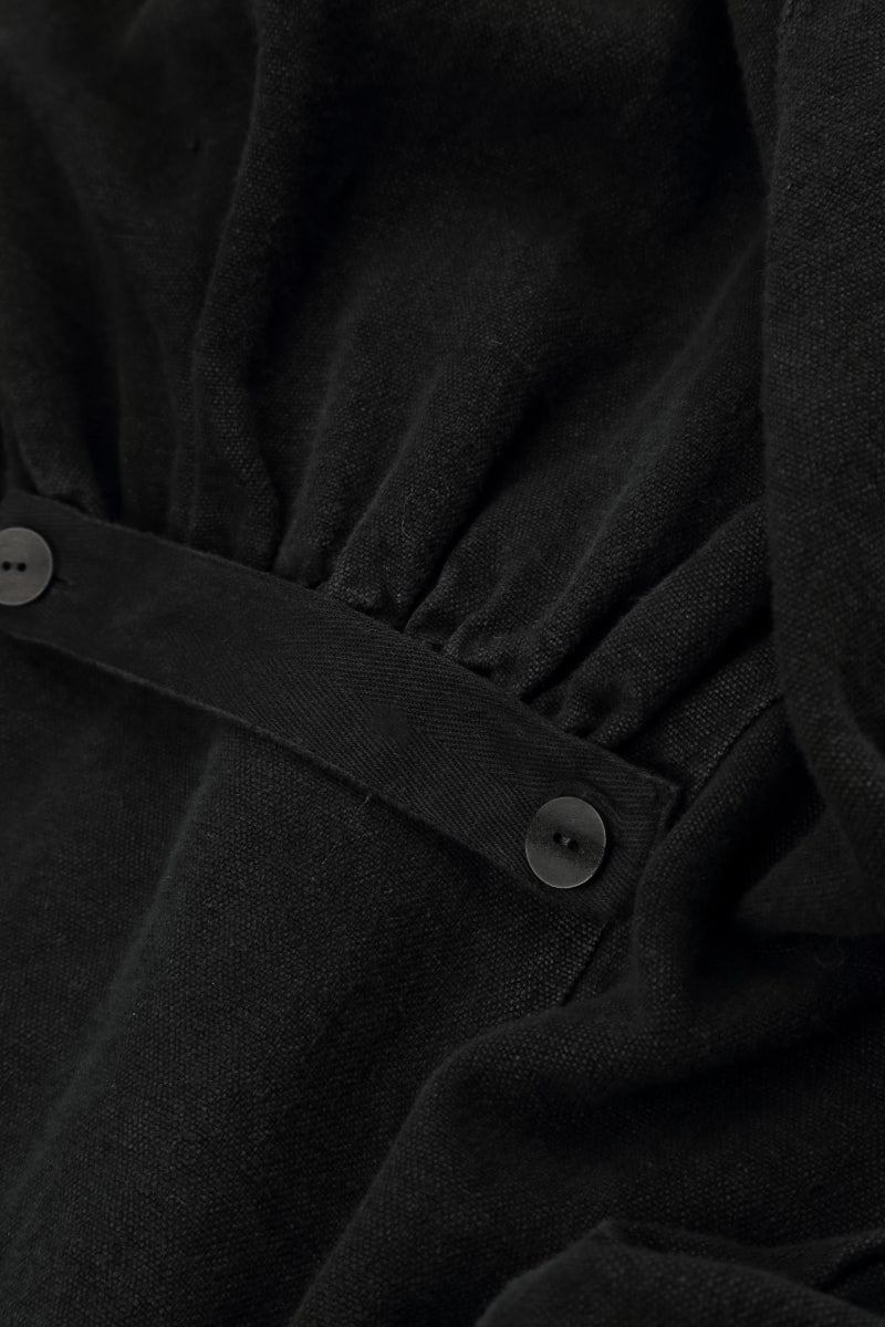 Veste longue à boutons noire en Lin épais