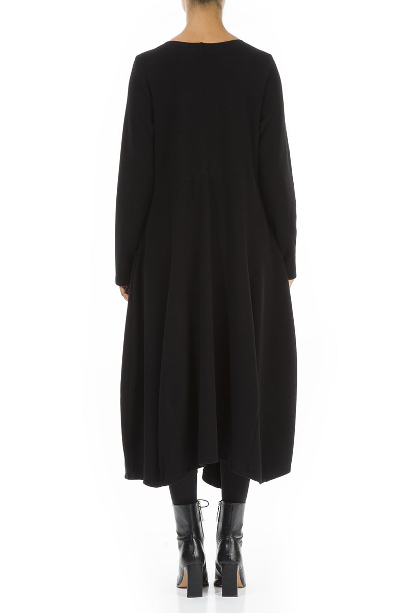 Flared Black Jersey Cotton Dress 2