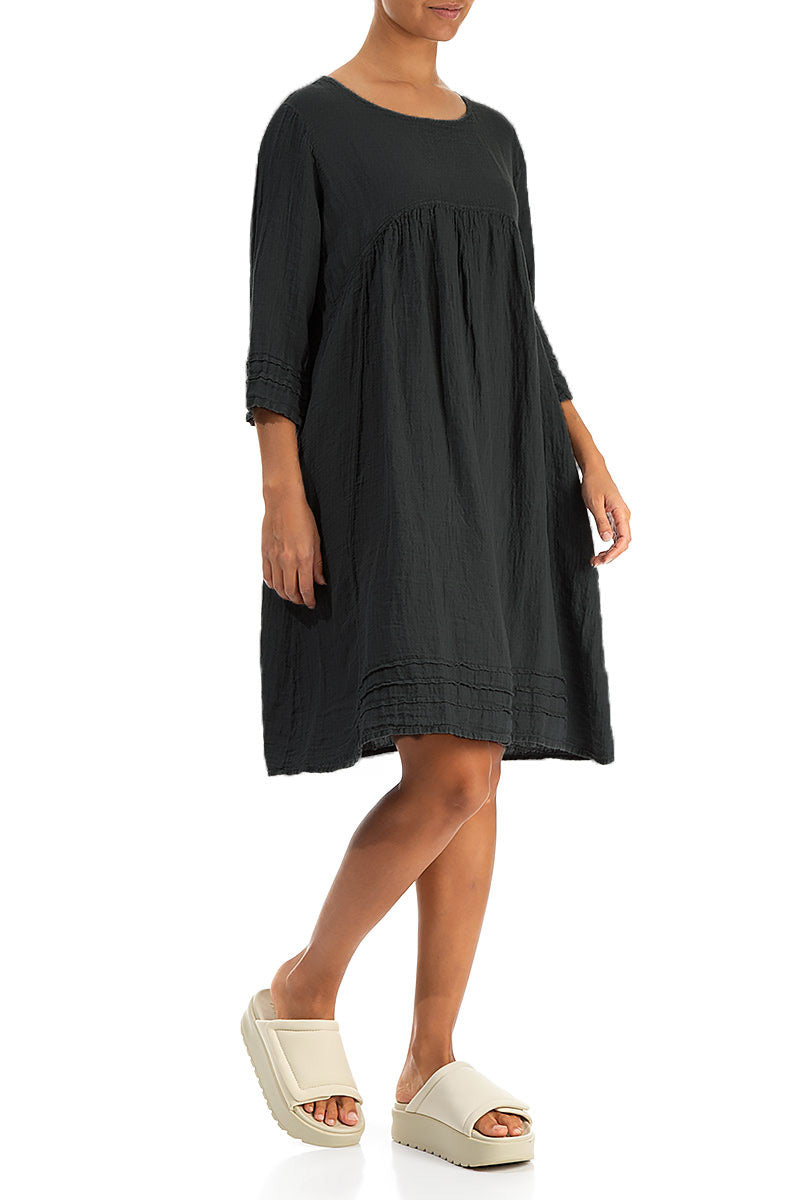 Flared Black Linen Dress 3