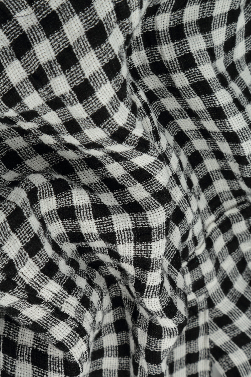 Flared Black & White Check Linen Dress 5