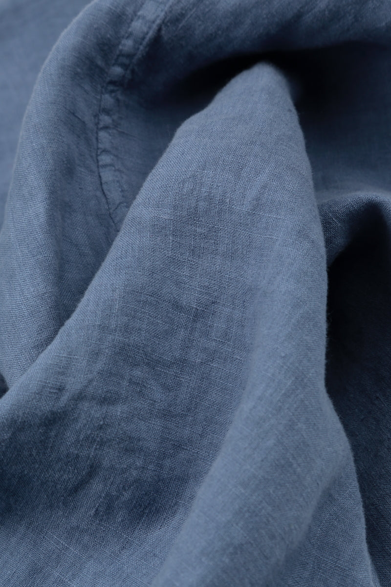 Flared Blue Nova Linen Midi Dress 6