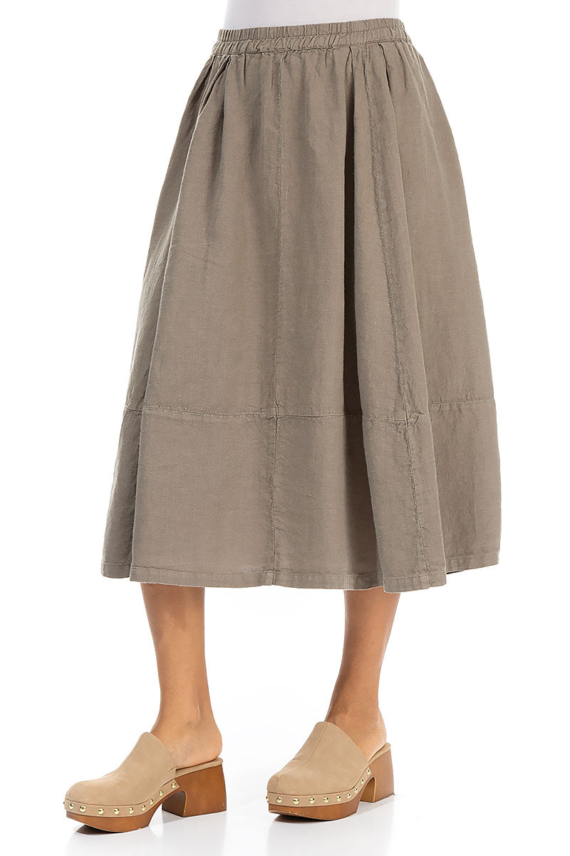 Flared Brown Linen Skirt 3
