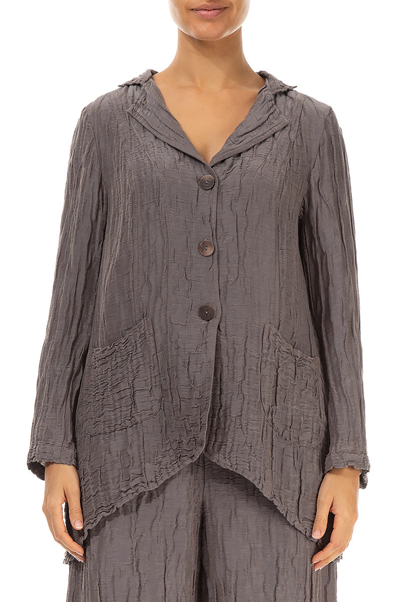 Flared Crinkled Truffle Silk Jacket 1