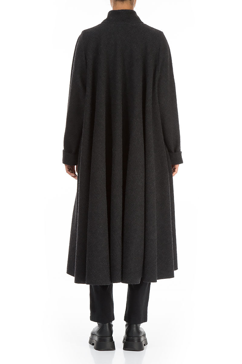 Flared Dark Grey Wool Coat 2