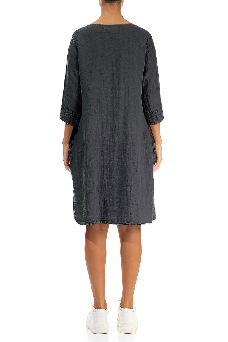 Flared Graphite Linen Dress 2