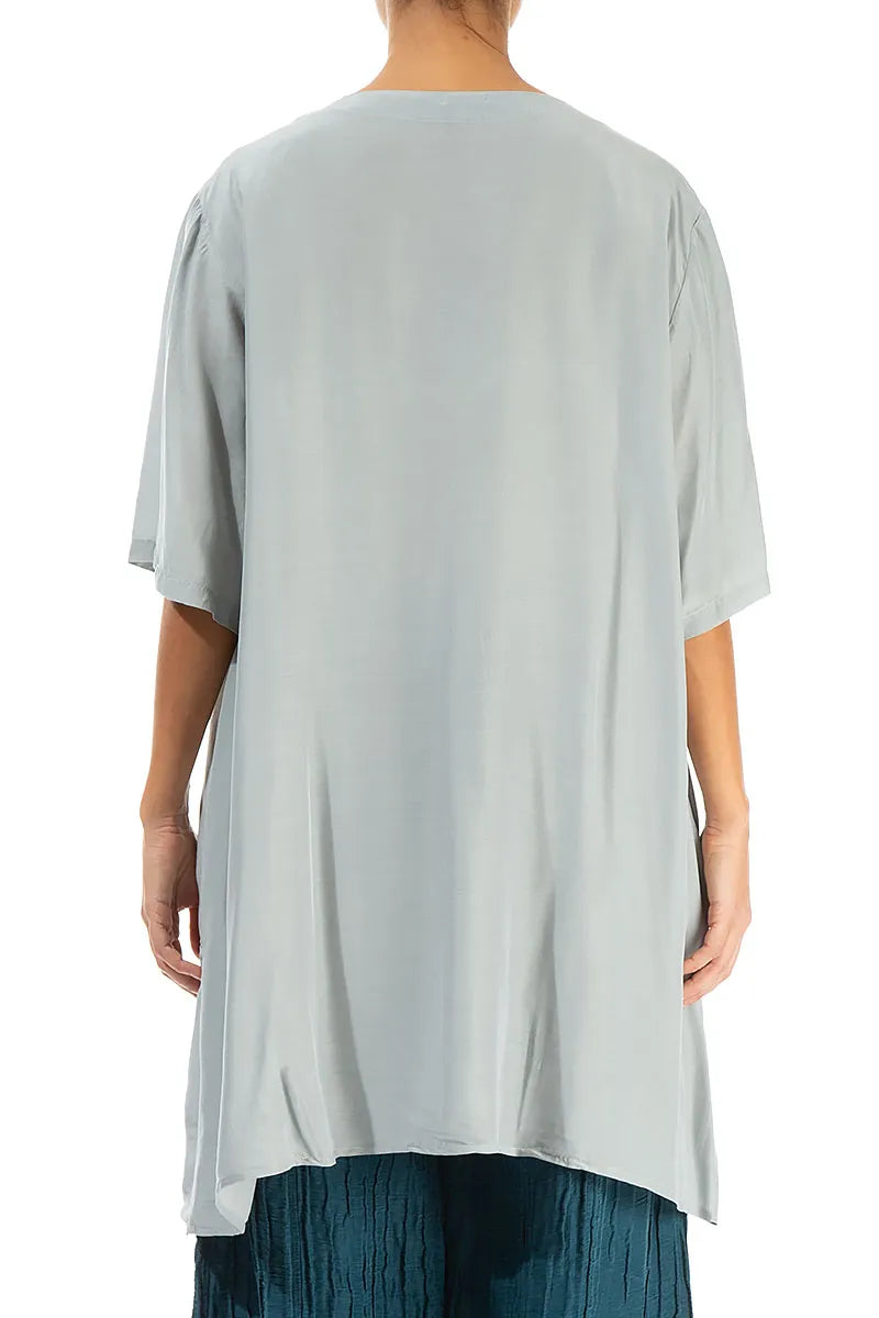 Flared Light Grey Silk Bamboo Tunic 2