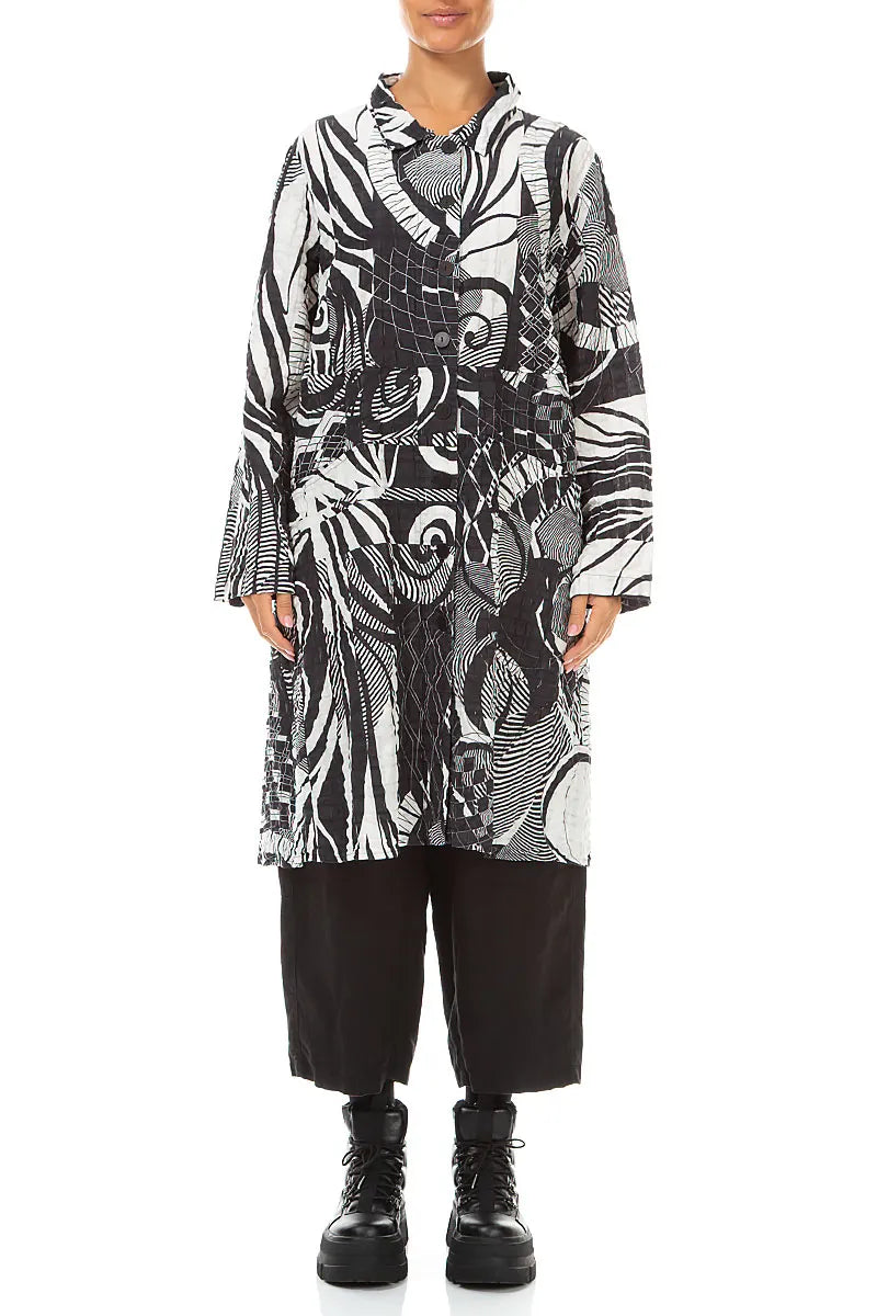 Ausgestellte Jacke aus kariertem Orbit-Leinen und Baumwolle