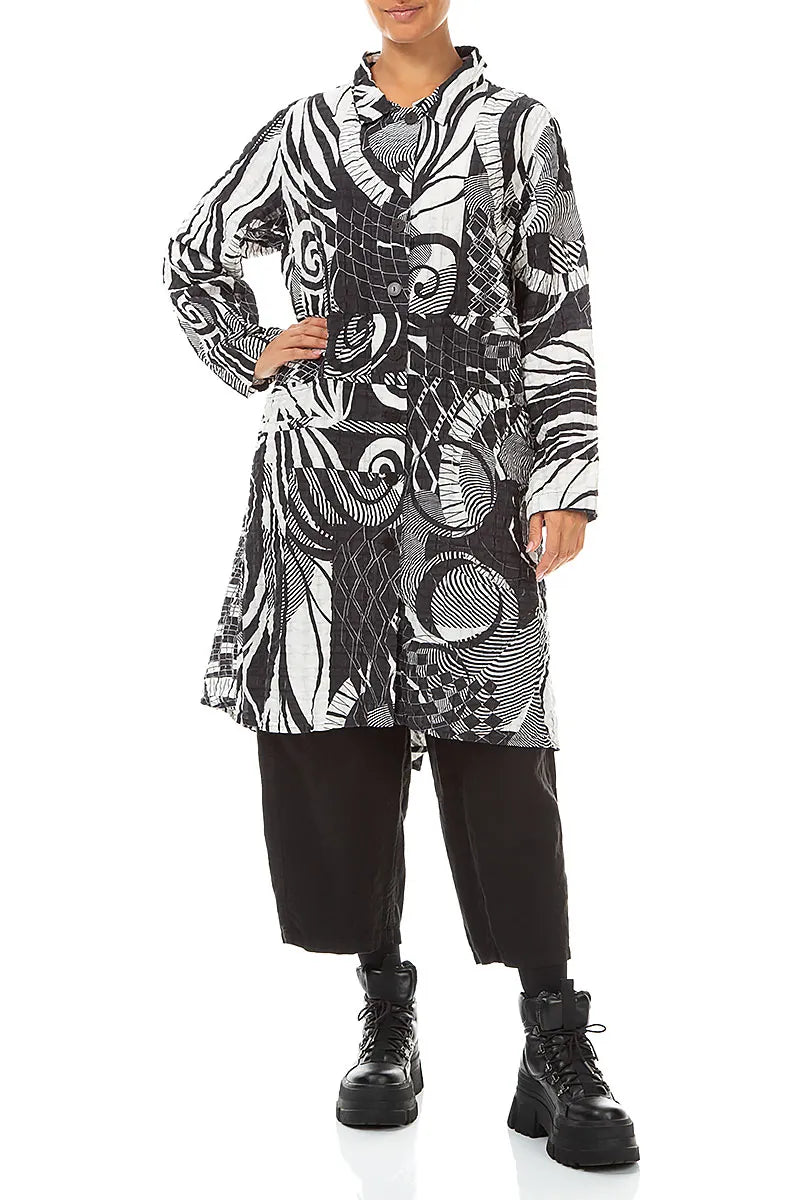 Ausgestellte Jacke aus kariertem Orbit-Leinen und Baumwolle