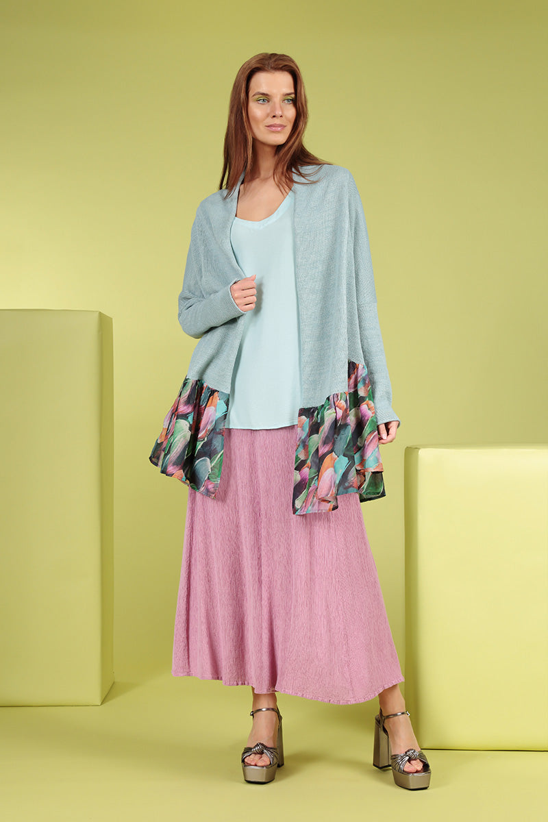 Flared Paint Charm Linen Cardigan 8