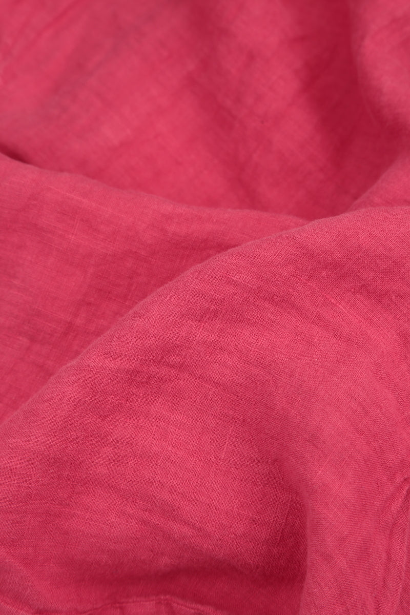 Flared Raspberry Gauze Linen Dress 5