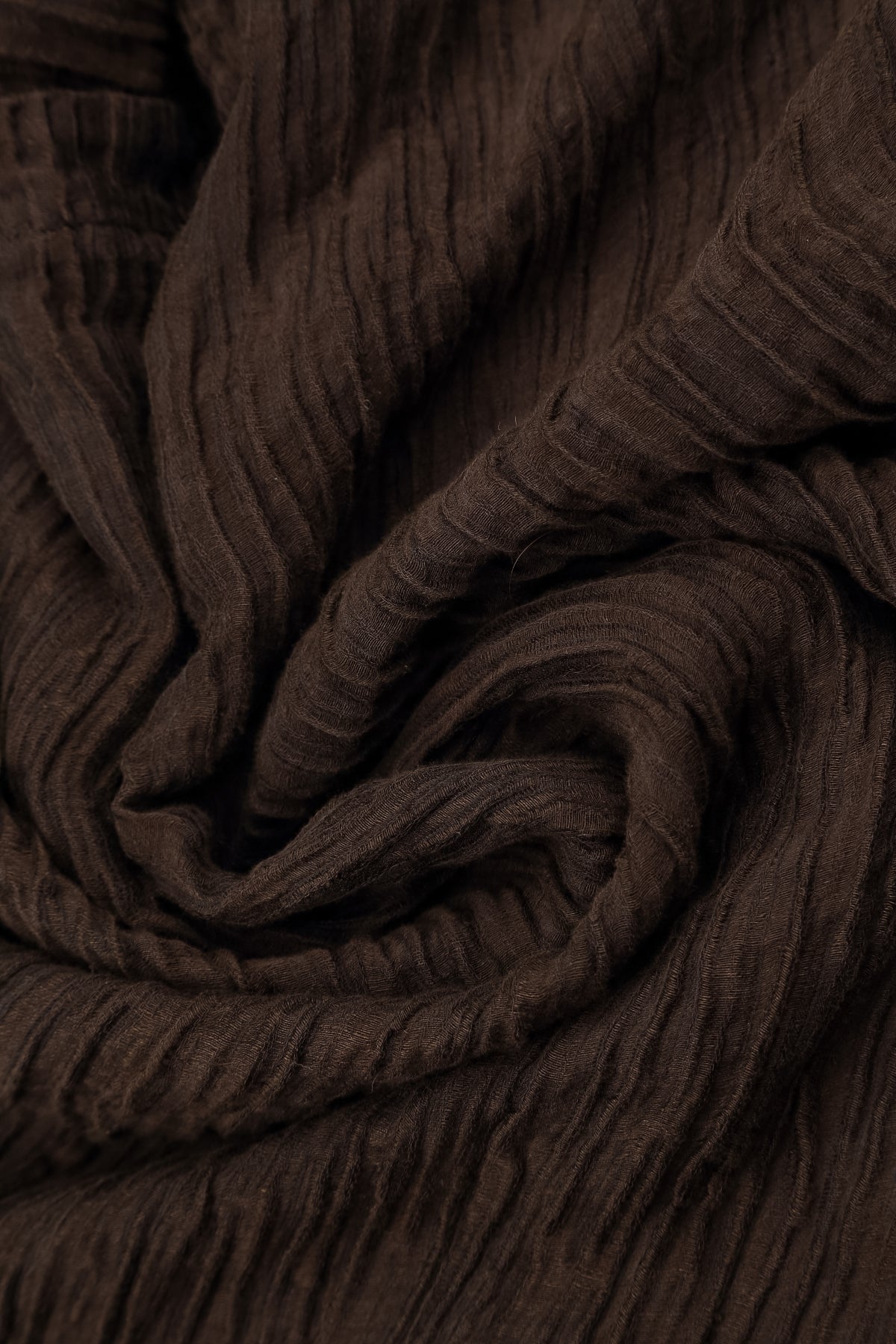 Flared Truffle Brown Crinkled Silk Skirt