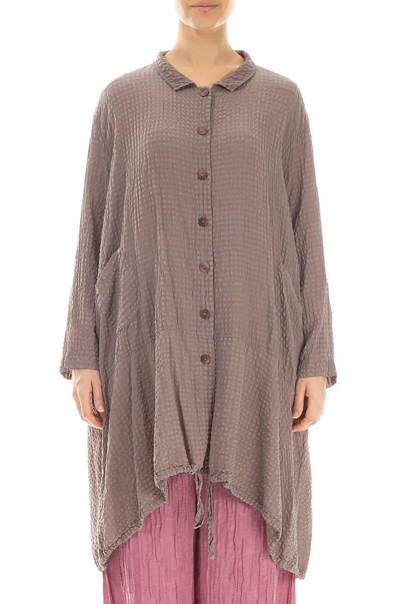 Flared Truffle Textured Silk Jacket 1