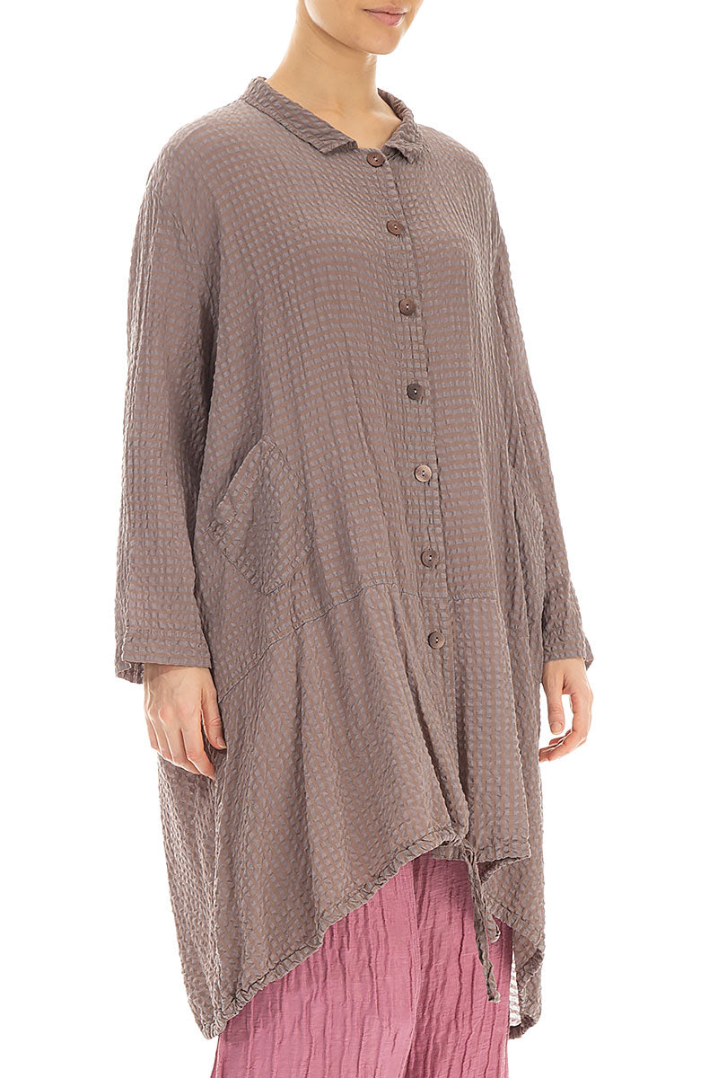 Flared Truffle Textured Silk Jacket 3