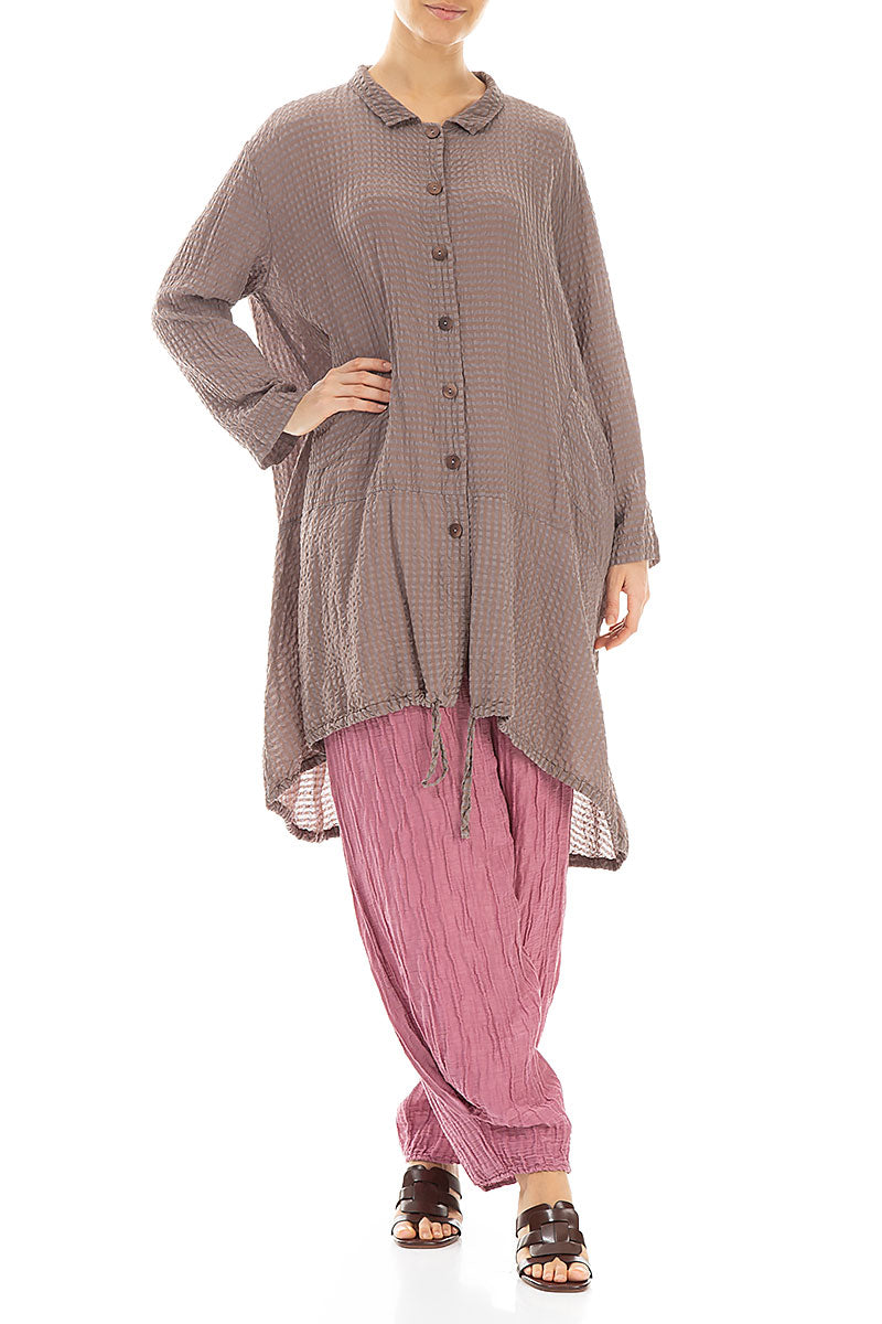 Flared Truffle Textured Silk Jacket 4