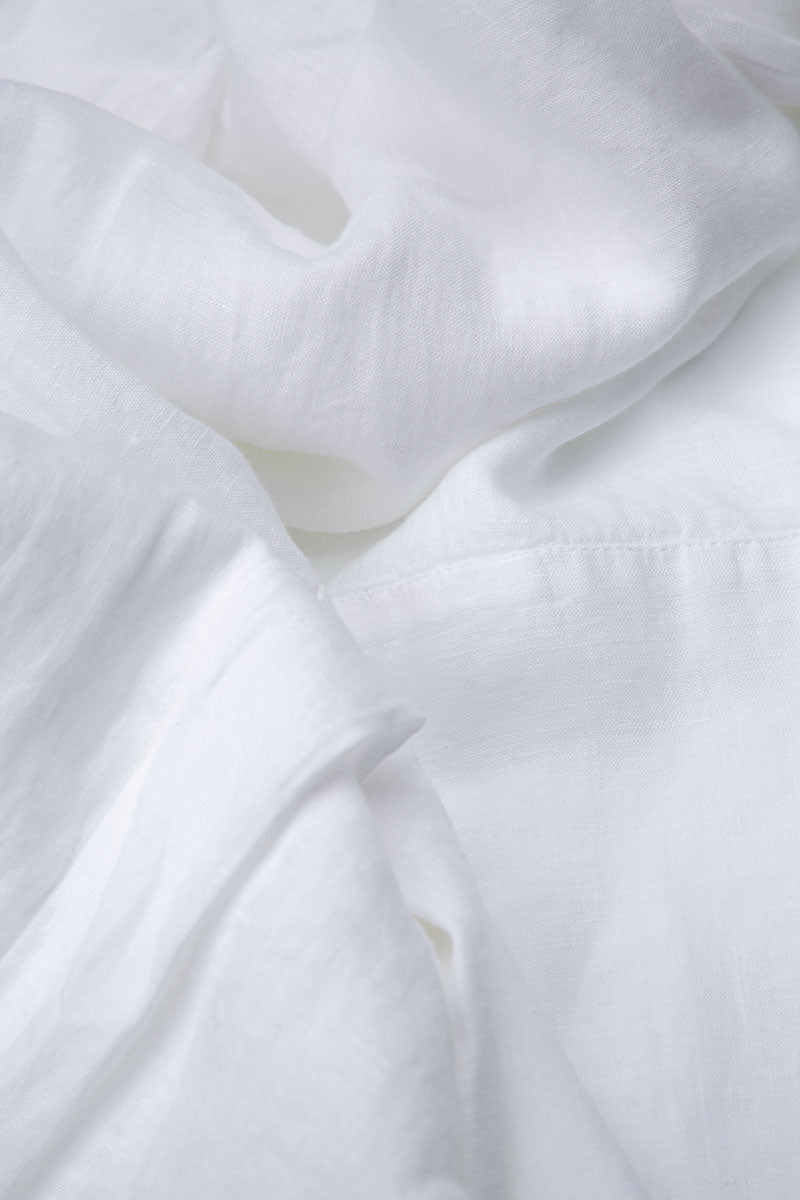 Flared Two Pockets White Linen Shirt 5