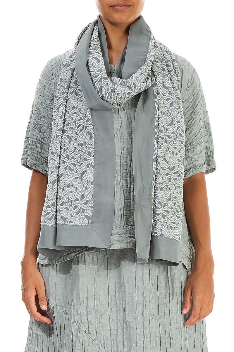 Floral Sage Silk Chiffon Scarf 1