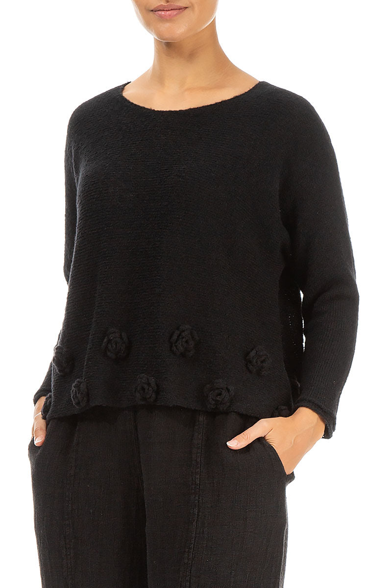 Flowers Black Wool Sweater 3