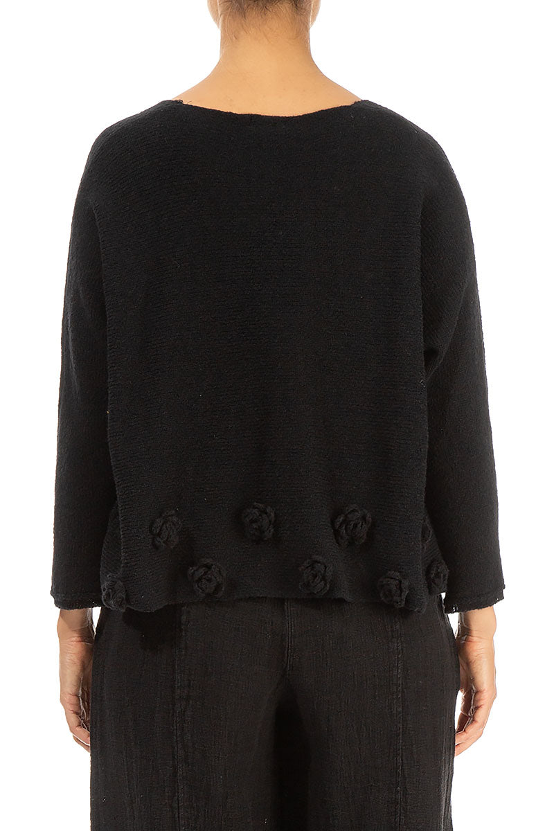 Flowers Black Wool Sweater 2