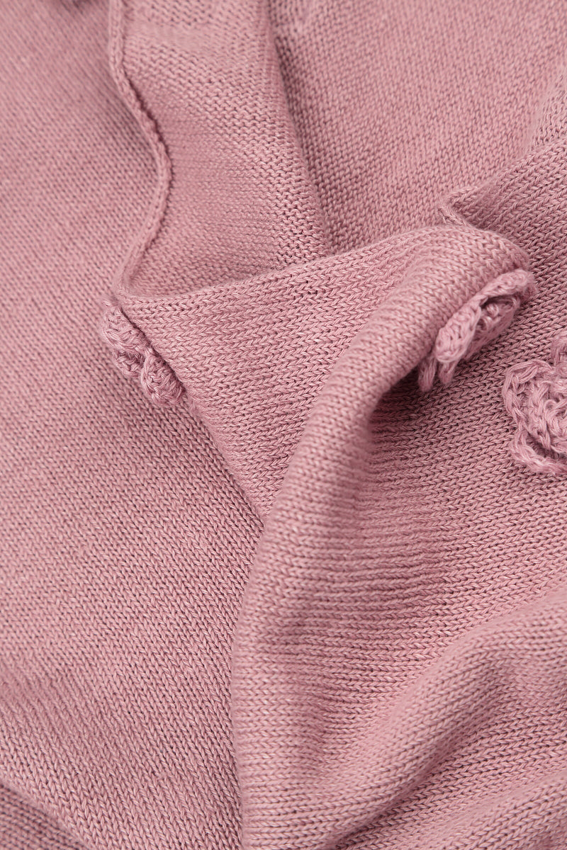 Flowers Decorated Mauve Pink Linen Jumper 5