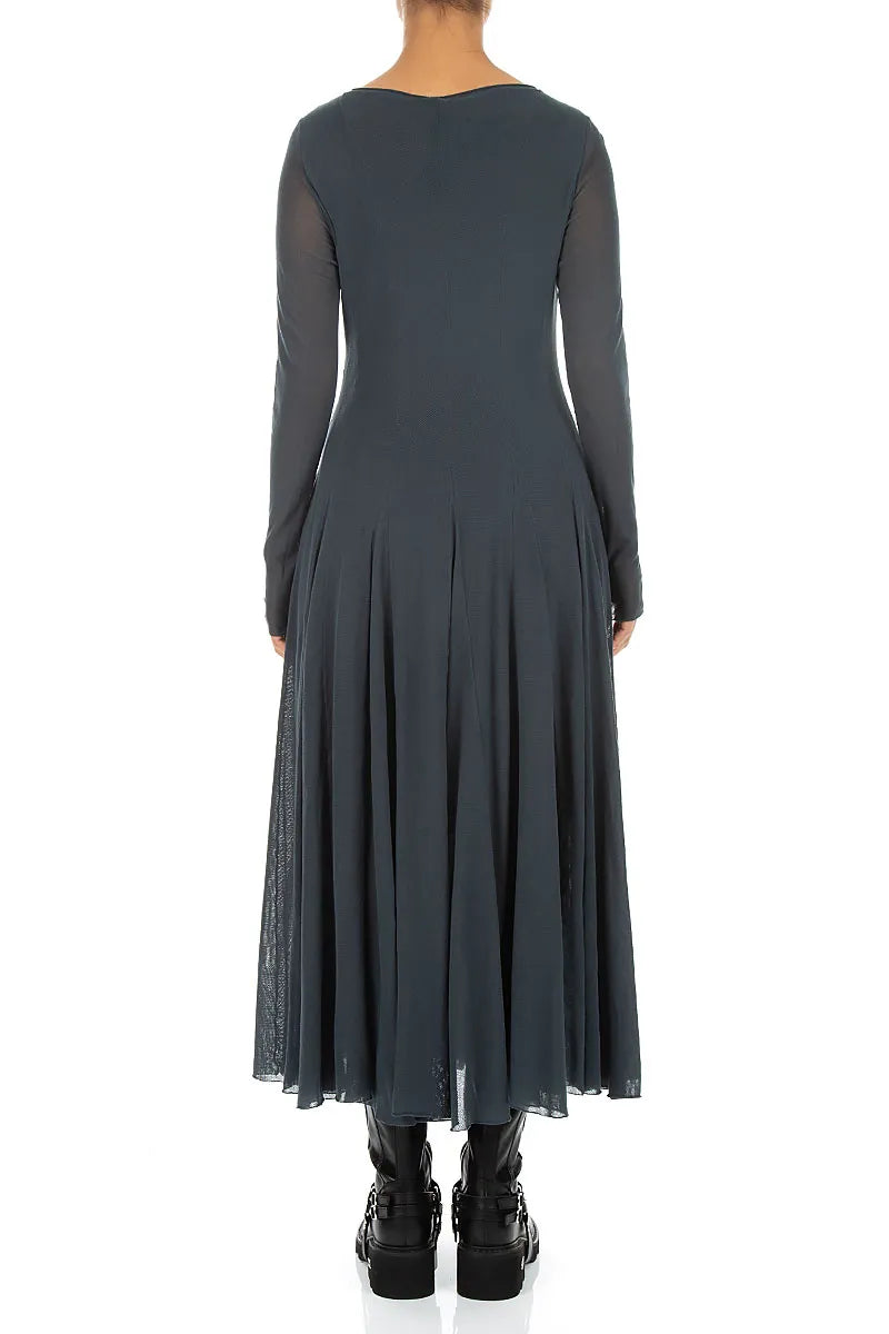 Flowing Slate Mesh Soft Cotton Dress