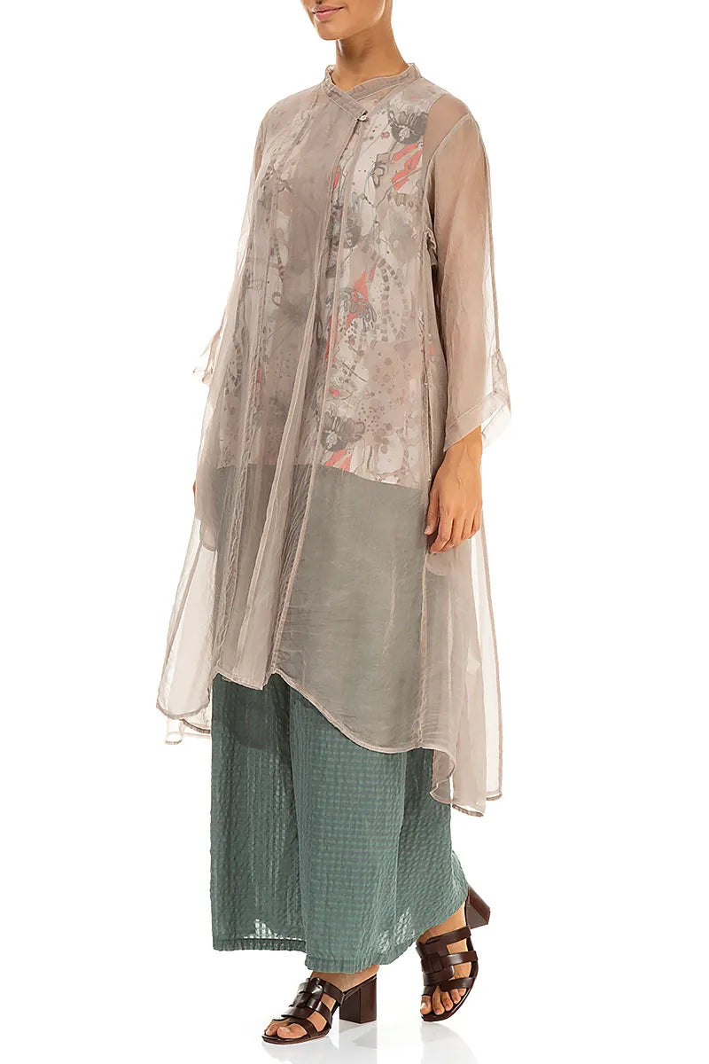 Flowy Beige Silk Chiffon Jacket 5