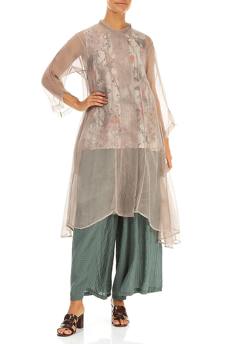 Flowy Beige Silk Chiffon Jacket 4
