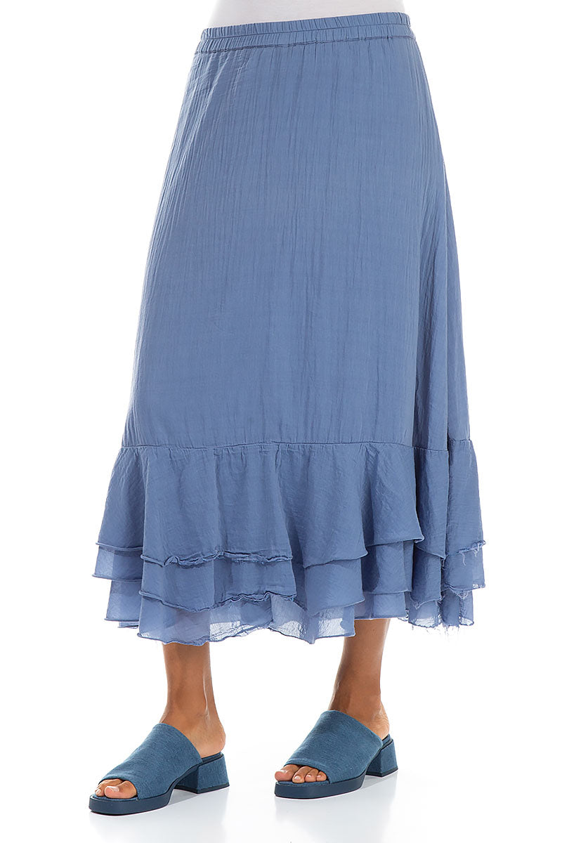 Flowy Blue Nova Silk Cotton Skirt 3